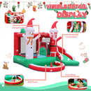 Castillo inflable con temática navideña